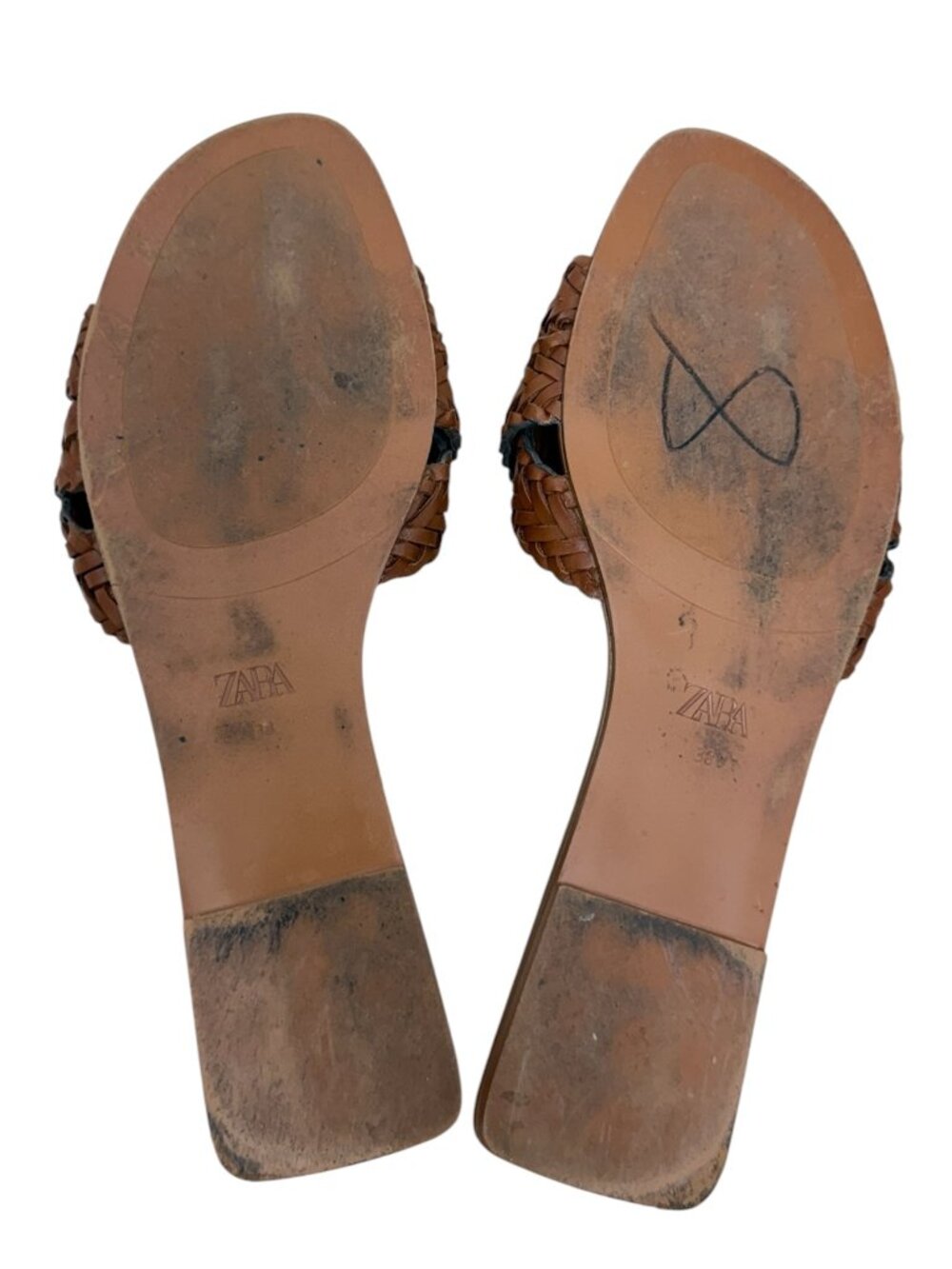 Zara Criss - Criss Cross Braided Leather Slip On Women's Sandals Flats Size 7.5 - Picture 5 of 6